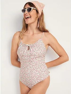 Gathered Keyhole One-Piece Swimsuit for Women