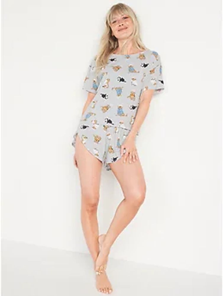 Sunday Sleep Pajama T-Shirt and Shorts Set for Women