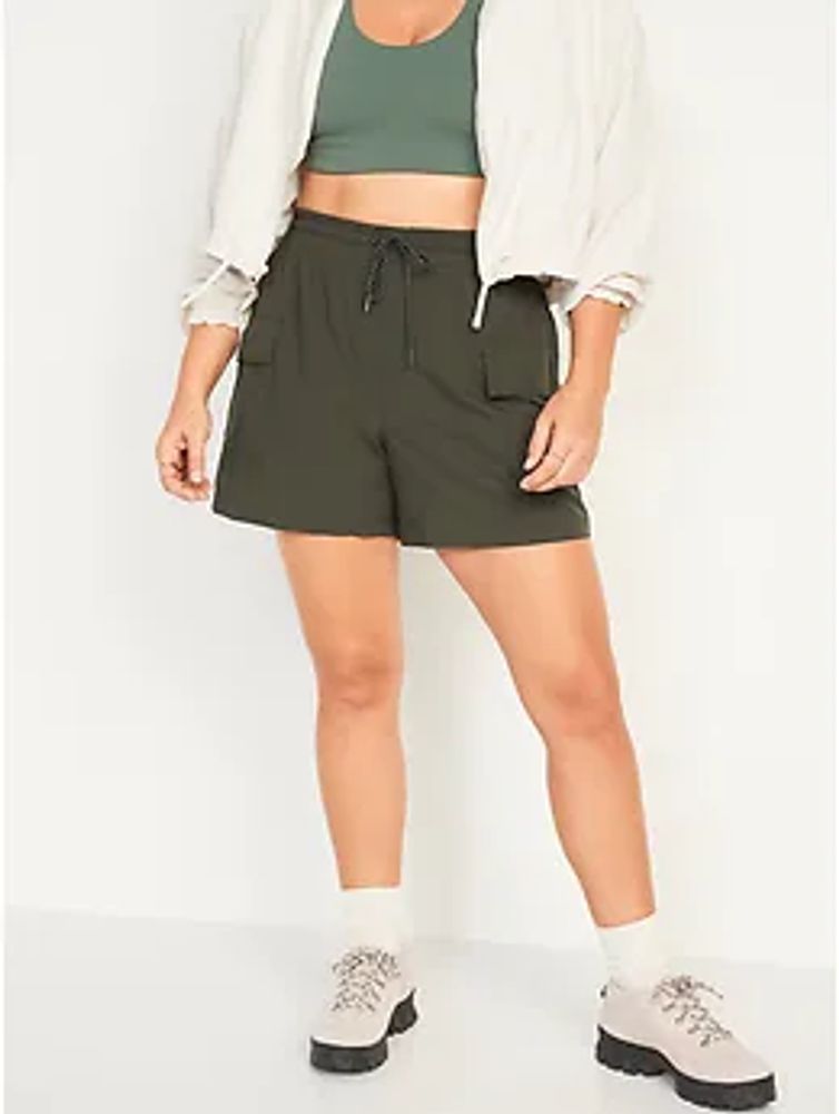 High-Waisted StretchTech Cargo Shorts for Women - 5-inch inseam