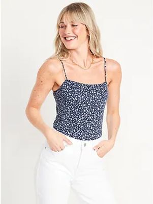 Fitted Floral-Print Bodysuit for Women