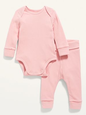 Grow-With-Me Rib-Knit Bodysuit & Leggings Set for Baby