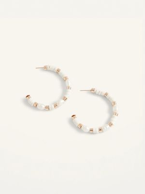 Gold-Toned Freshwater Pearl Hoop Earrings for Women