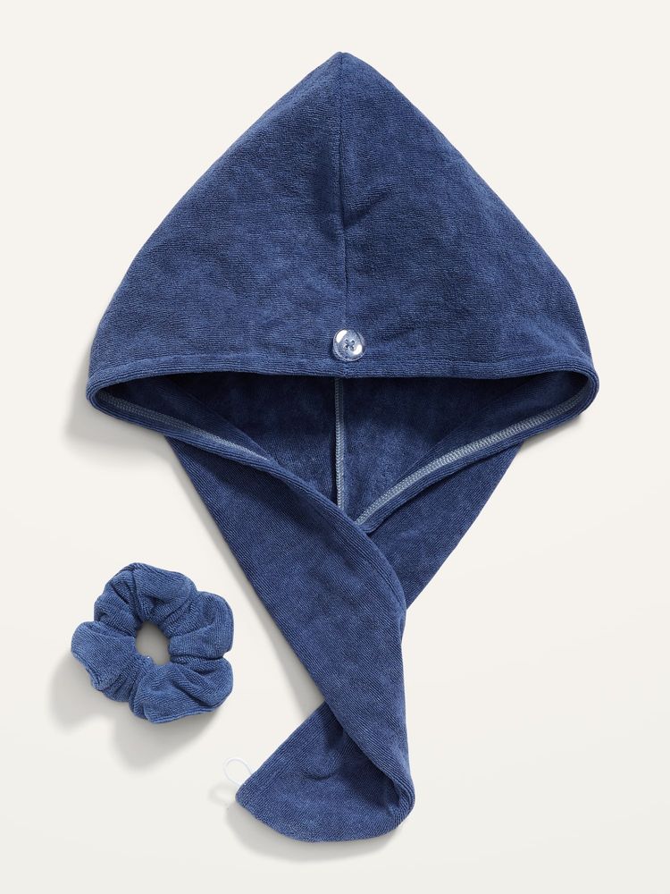 Microfiber Terry Towel Head Wrap & Scrunchie Set for Adults