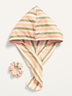 Microfiber Terry Towel Head Wrap & Scrunchie Set for Adults