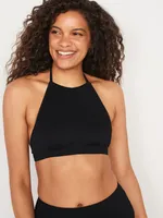 Rib-Knit Halter Bikini Swim Top