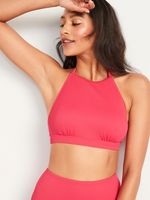 Rib-Knit Halter Bikini Swim Top