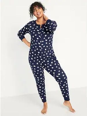 Star-Print One-Piece Pajamas for Women