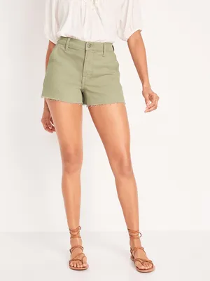 Higher High-Waisted Sky-Hi A-Line Cut-Off Workwear Jean Shorts - 3-inch inseam