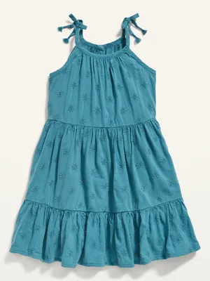 Sleeveless Embroidered Midi Swing Dress for Toddler Girls