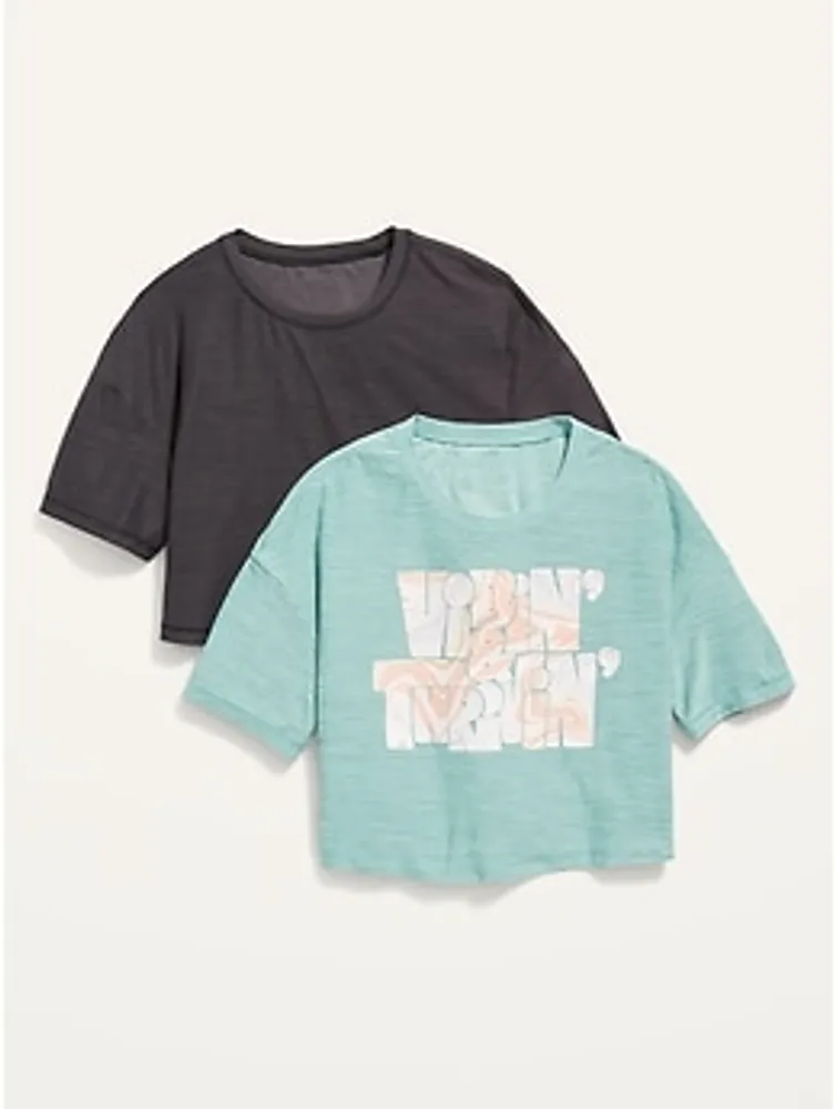 Breathe ON Cropped Graphic Performance T-Shirt 2-Pack for Girls