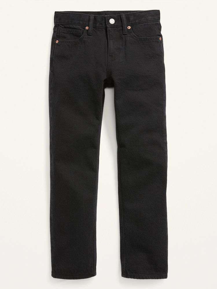 Non-Stretch Black-Wash Loose-Fit Jeans for Boys