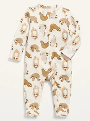 Unisex 2-Way-Zip Printed Sleep & Play Footed One-Piece for Baby