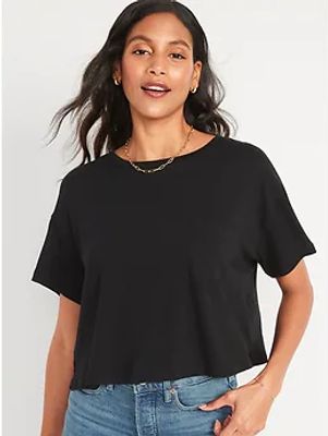 Oversized Cropped Pocket T-Shirt for Women