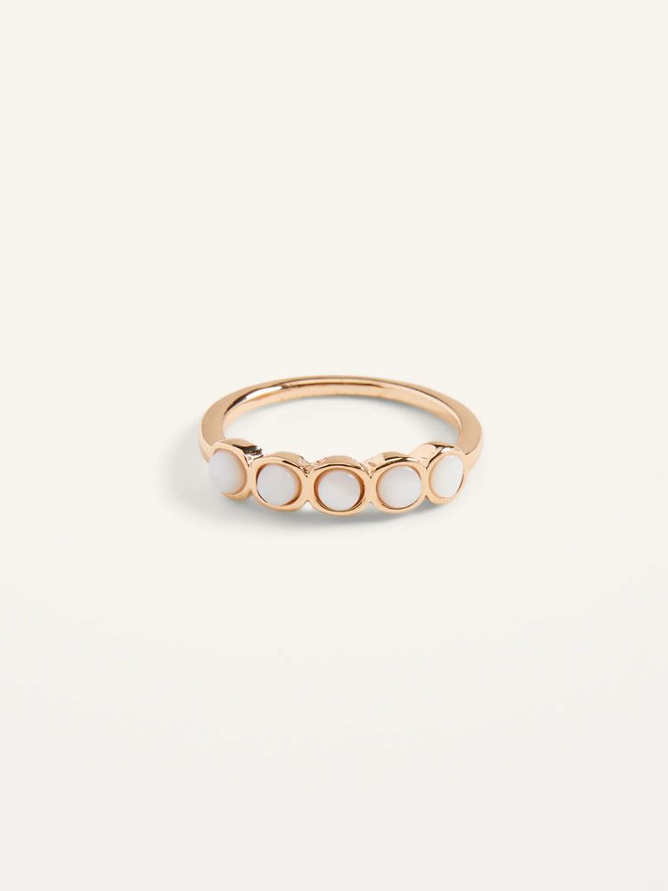 Gold-Toned Shell-Studded Ring for Women