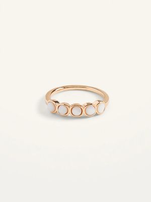 Gold-Toned Shell-Studded Ring for Women