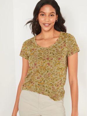 EveryWear Overdyed Floral-Print Scoop-Neck T-Shirt for Women