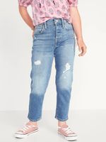 High-Waisted Button-Fly O.G. Straight Ripped Jeans for Girls