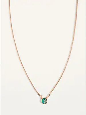 Gold-Toned Abalone Pendant Necklace for Women