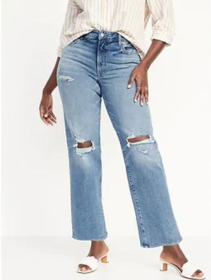 High-Waisted O.G. Loose Medium-Wash Ripped Jeans for Women
