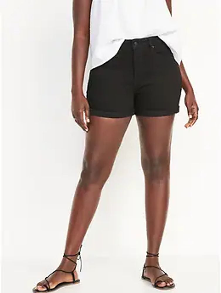 High-Waisted O.G. Cuffed Black Jean Shorts for Women - 3-inch inseam