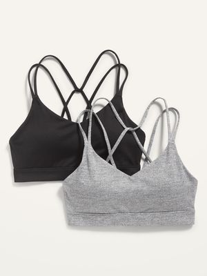 Light Support Strappy V-Neck Sports Bra 2-Pack for Women