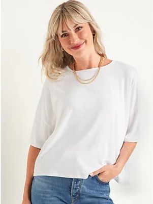 Short-Sleeve Luxe Oversized Cropped T-Shirt for Women