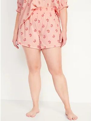 High-Waisted Floral Pajama Shorts for Women - 4-inch inseam