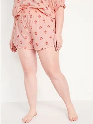 High-Waisted Floral-Print Pajama Shorts for Women - 4-inch inseam