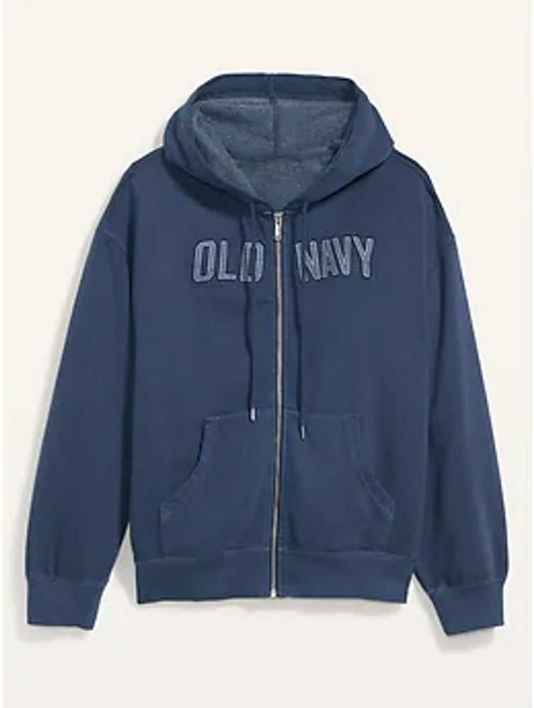 Logo-Graphic Specially-Dyed Zip-Front Hoodie for Women