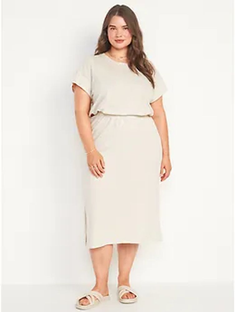 Slub-Knit Midi Dress for Women 