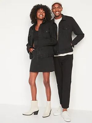 Gender-Neutral Built-In Flex Black Jean Jacket for Adults