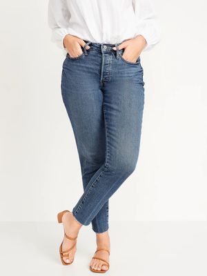 Curvy High-Waisted Button-Fly OG Straight Cut-Off Jeans for Women