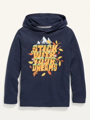Long-Sleeve Graphic T-Shirt Hoodie for Boys