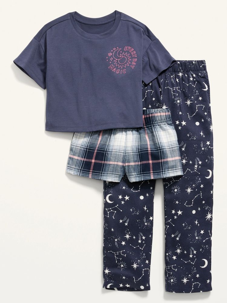 3-Piece Graphic Pajama Set for Girls
