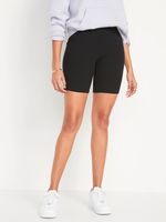 Extra High-Waisted Rib-Knit Biker Shorts for Women - 8-inch inseam
