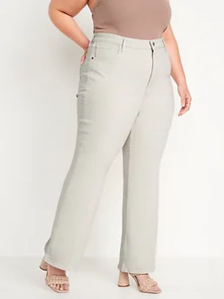 Higher High-Rise Off-White Side-Split Flare Jeans for Women