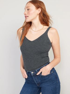 V-Neck Rib-Knit Sweater Tank Top for Women