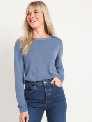 Long-Sleeve EveryWear Slub-Knit T-Shirt for Women