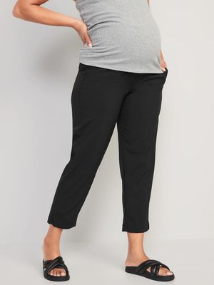 Maternity Rollover-Waist StretchTech Tapered Ankle Pants