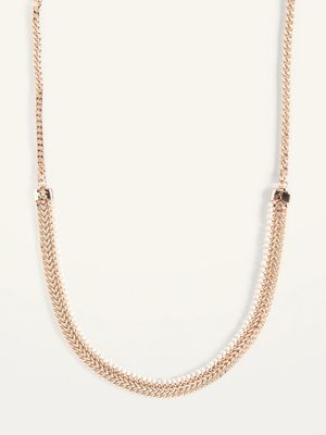 Gold-Toned Metal Seed-Bead Chain Necklace for Women