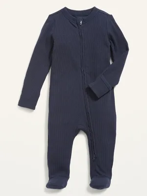 Unisex 2-Way-Zip Sleep & Play Rib-Knit Footed One-Piece for Baby