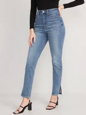 Higher High-Waisted O.G. Straight Side-Slit Ankle Jeans for Women