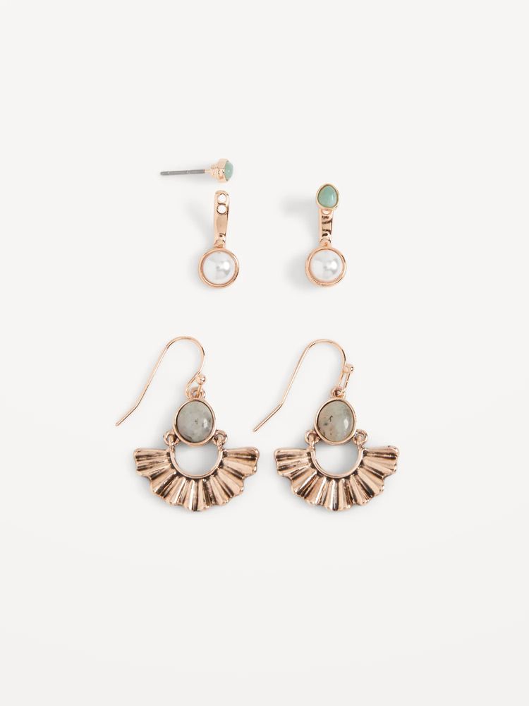 Gold-Toned Drop Earrings Variety 2-Pack for Women