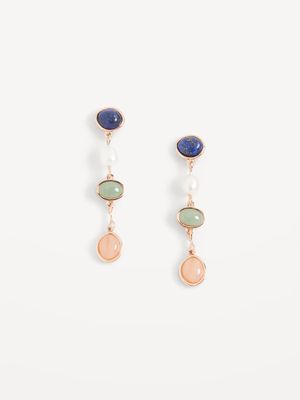 Gold-Toned Stone Drop Earrings for Women