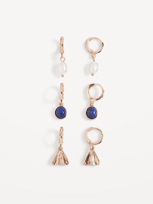 Gold-Toned Huggie Hoop Earrings 3-Pack for Women