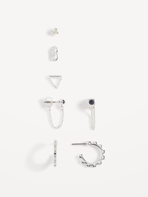 Silver-Toned Earrings Variety 7-Pack Set for Women