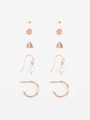 Gold-Toned Earrings Variety 5-Pack for Women