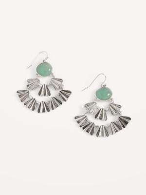 Silver-Toned Stone Drop Earrings for Women