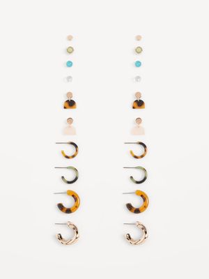 Gold-Toned Stud/Hoop Earrings Variety 10-Pack for Women