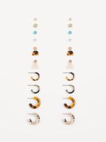 Gold-Toned Stud/Hoop Earrings Variety 10-Pack for Women